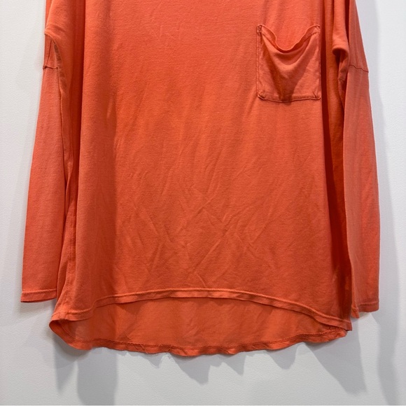 LA Made Long Sleeve Modal Drop Shoulder Top / Coral / S - Picture 3 of 10